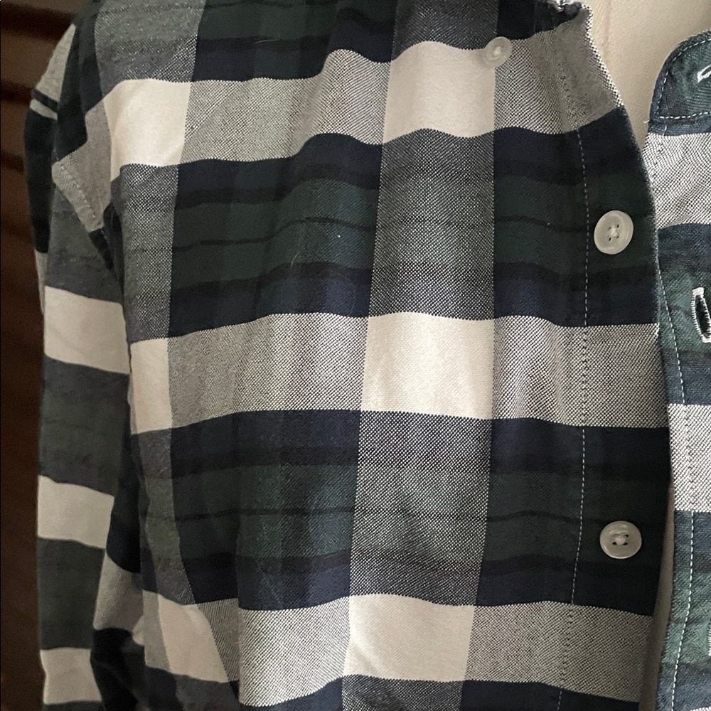 Mercantile J Crew Men's Green and White Plaid Shirt XL - Picture 7 of 10
